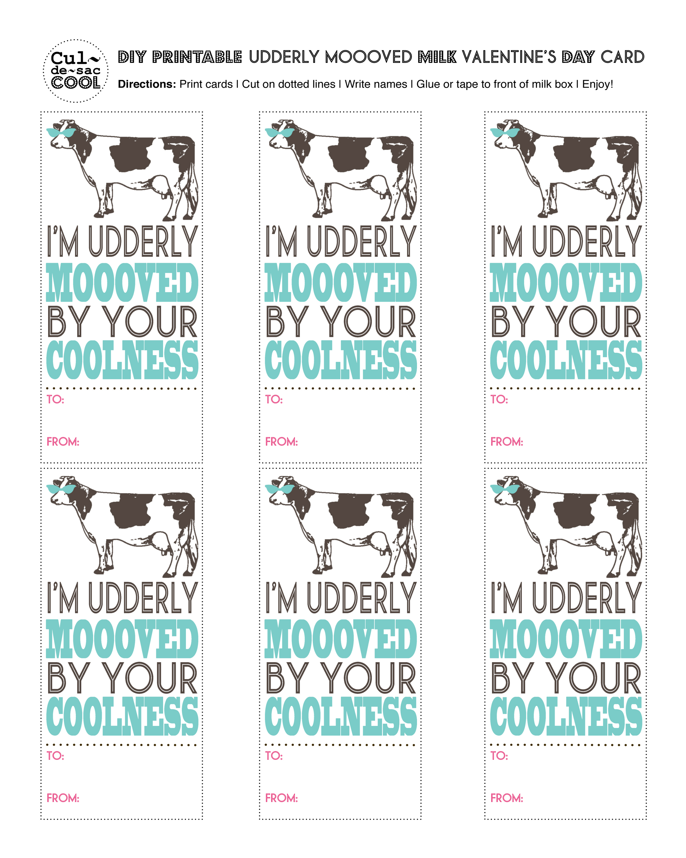 diy printable udderly moooved milk valentine s day card