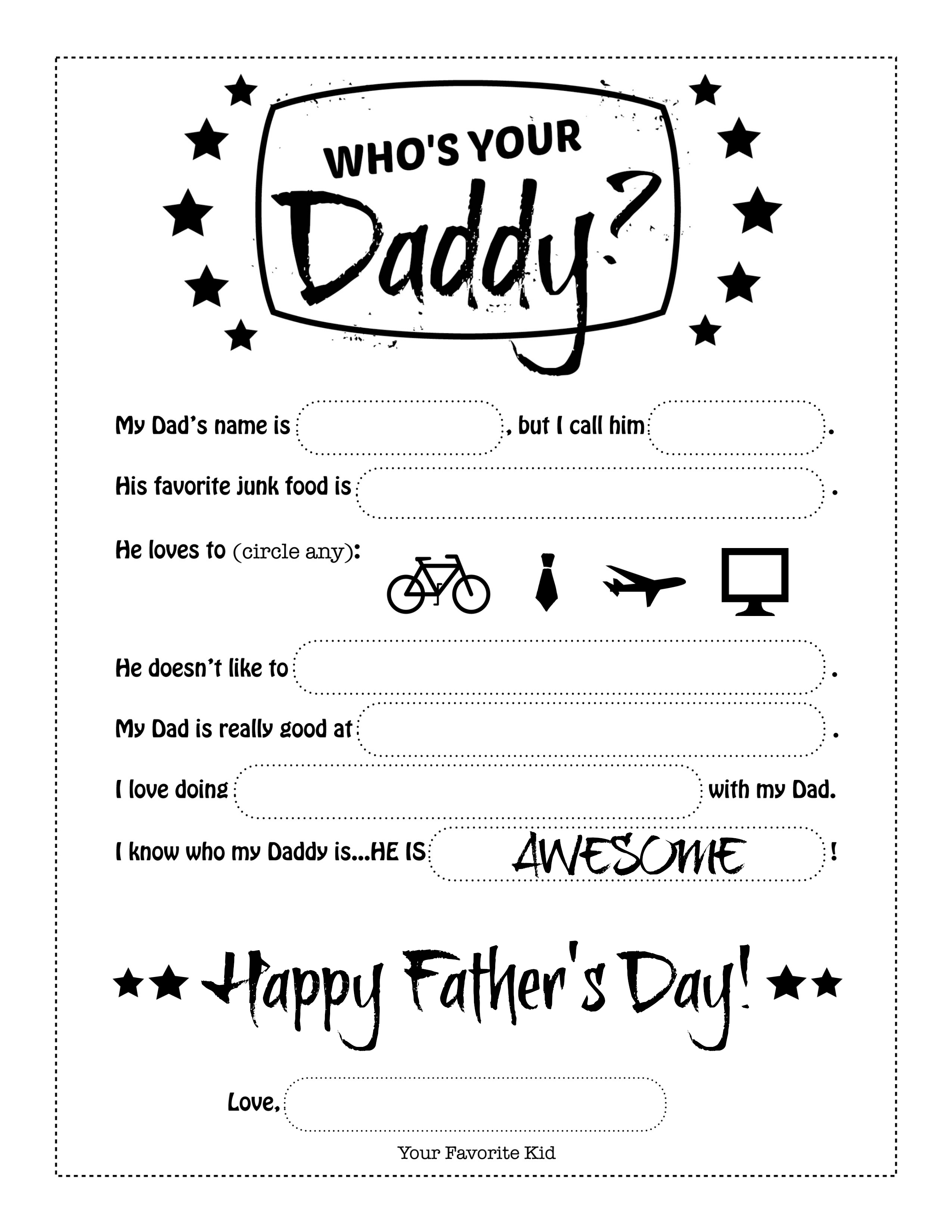 DIY Printable Father’s Day Worksheet — Who’s Your Daddy? 1